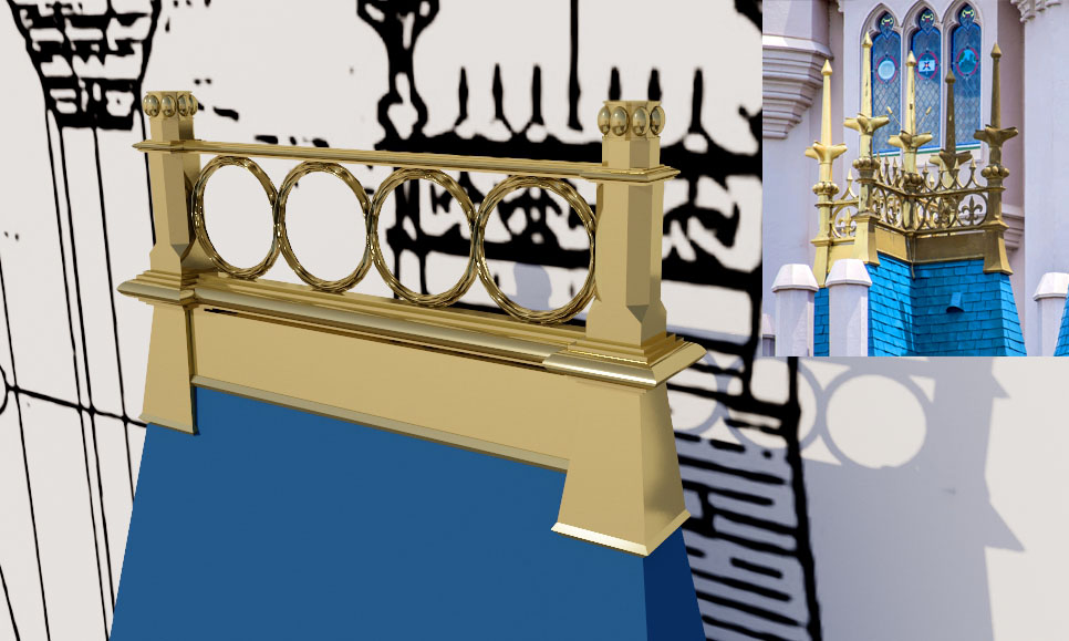 Walt Disney World - Cinderella Castle - 3D Model - Gold Rooftop Decoration