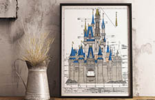 Walt Disney World's Cinderella Castle Colored Blueprint Walt Disney World's Cinderella Castle Colored Blueprint