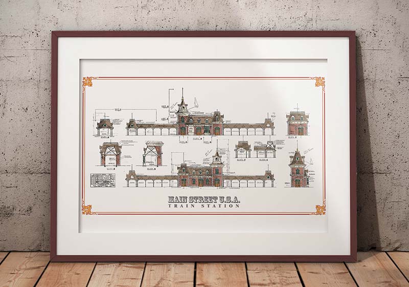 Coloring the Disneyland Main Street U.S.A. Train Station Blueprint